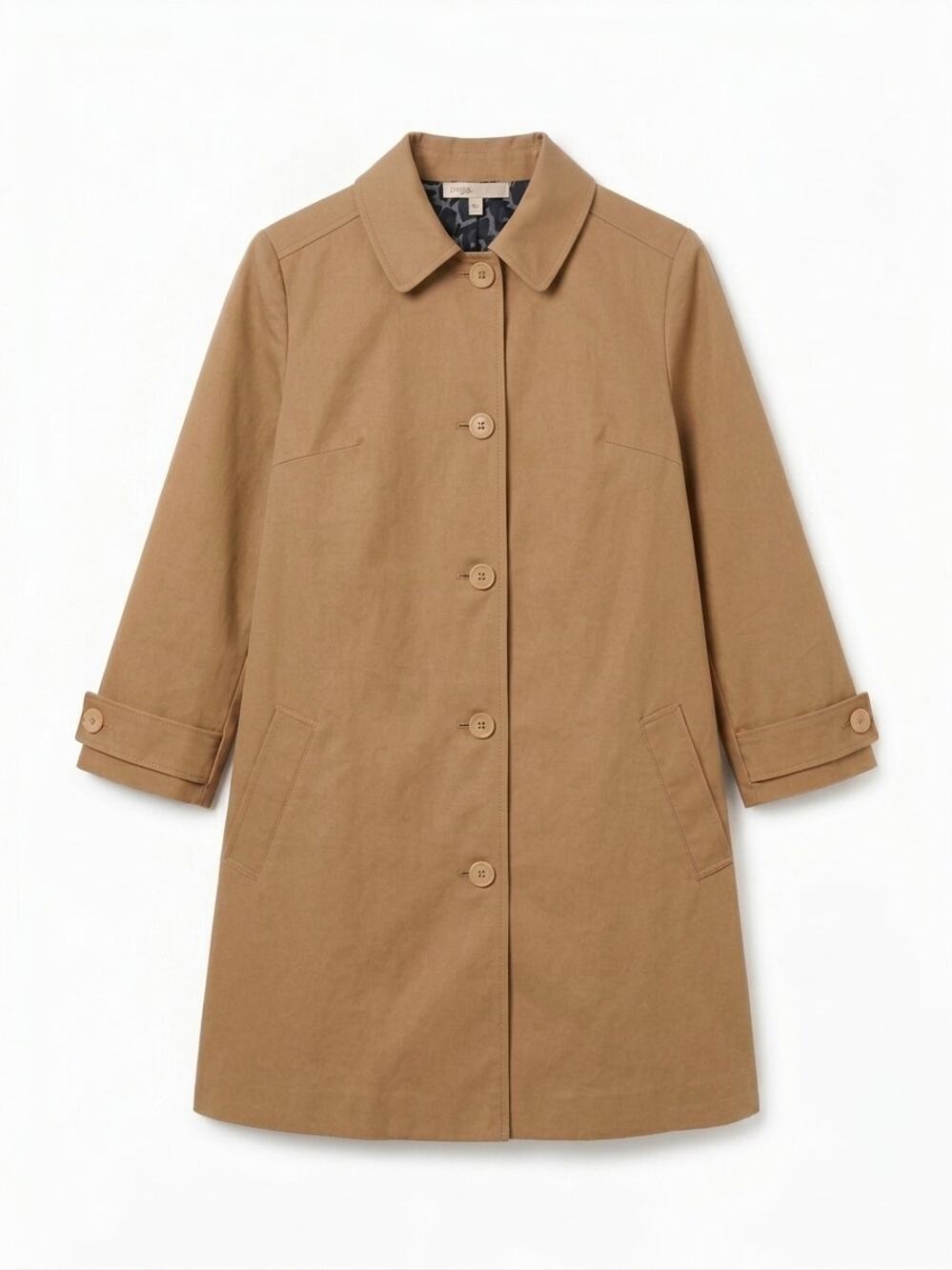 Maje EUC Khaki Cotton Trench Coat Leopard Print Lining Size FR 40 US 8 Large